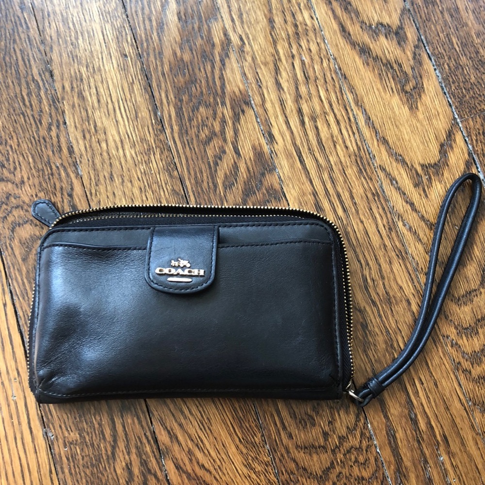 Coach Black Leather Wristlet